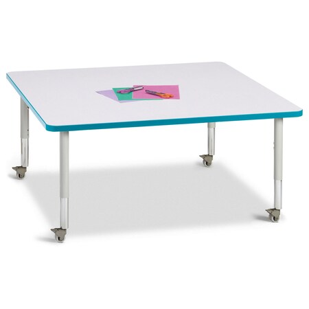 Jonti-Craft Berries Square Activity Table, 48 in. x 48 in., Mobile, Freckled Gray/Teal/Gray 6418JCM005